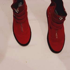 Tabitha Simmons Red High-Top Sneakers